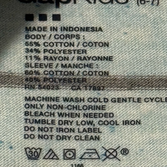 Gap 3/4 Sleeve Baseball TShirt- Kids Size S (6-7) - Picture 7 of 8